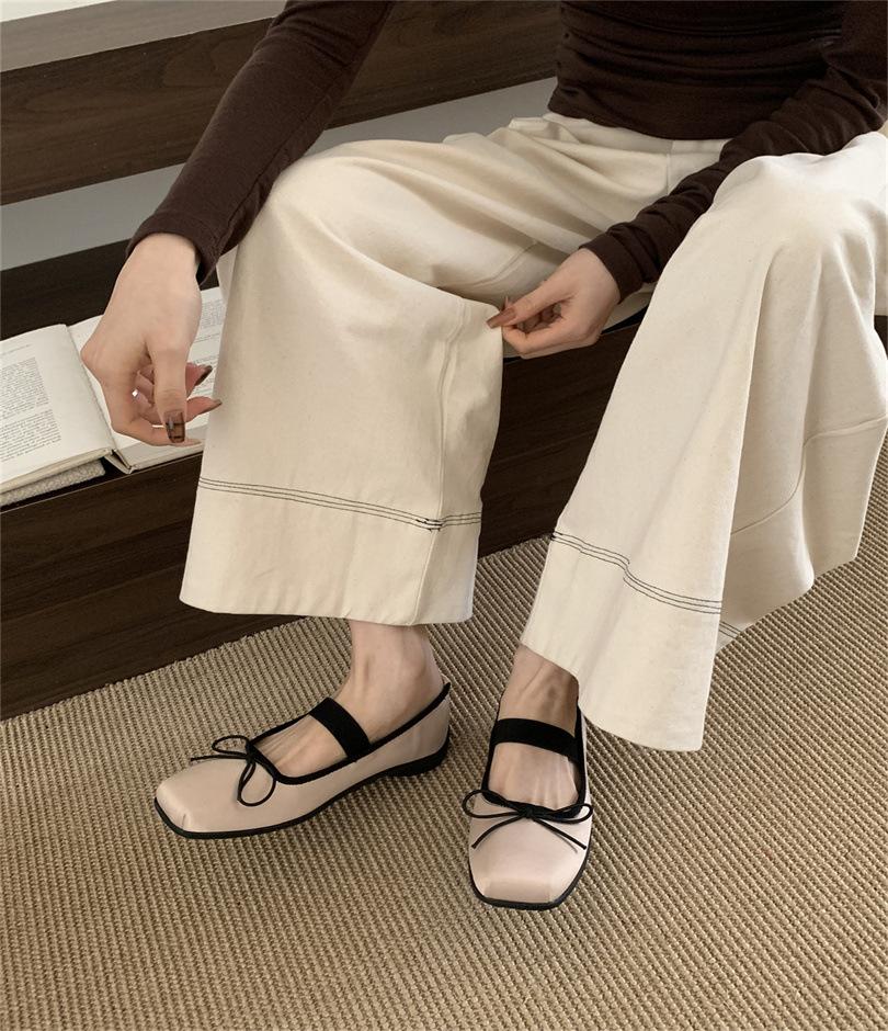 

Flat-soled Xiaoxiangfeng grandma shoes single shoes spring and summer 2025 new Doudou shoes square head flat shoes Mary Jane women 39 абрикосовый