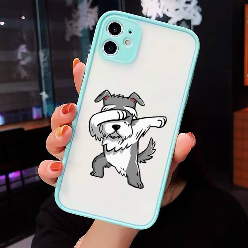

Чехол для телефона с изображением собаки шнауцера для iPhone 12 11 Mini Pro XR XS Max 7 8 Plus X Матовая прозрачная синяя задняя крышка iPhone11pro