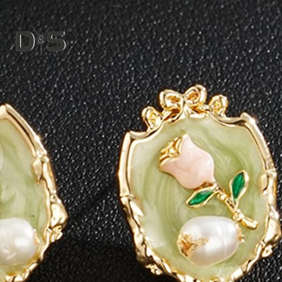 Kolczyki w kształcie tulipanów dla kobiet emaliowane kwiatowe sztuczne perły kolczyki sztyfty biżuteria prezenty na ślub zaręczyny