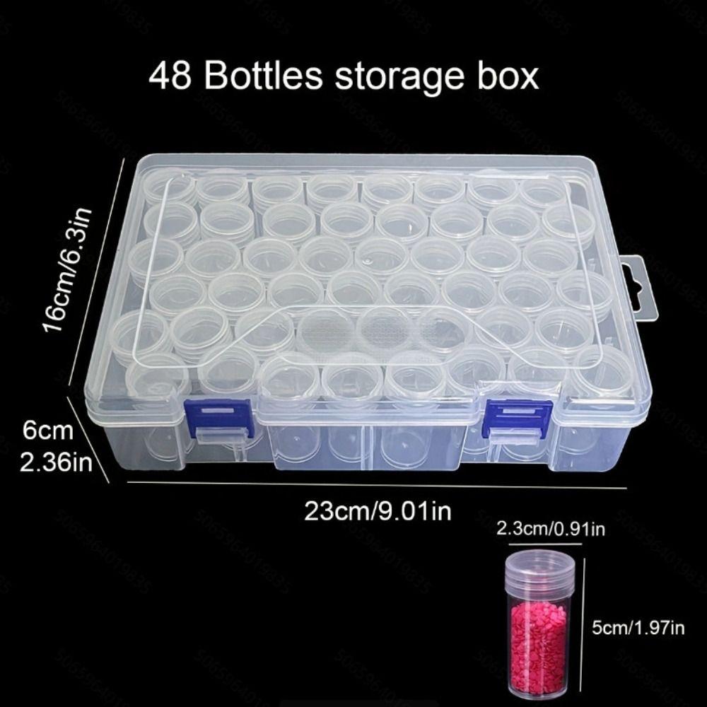 24/30/38/48/60/80 Bottles Diamond Painting Storage Containers Round Plastic Beads Storage Containers Box Transparent Save Space
