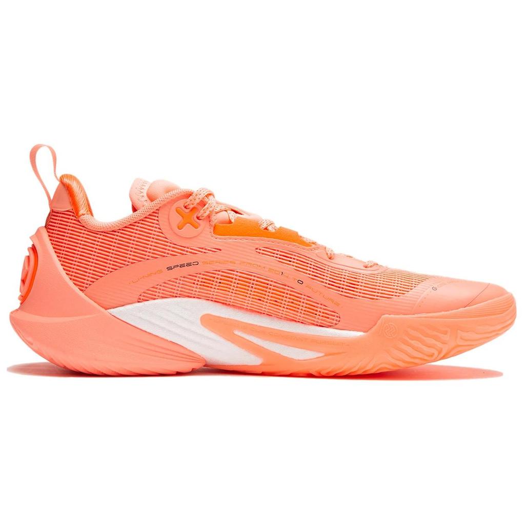 New LiNing Speed 10 Durable Breathable Low Top Basketball Shoes Men's Neon Orange Orange ABAU021-3