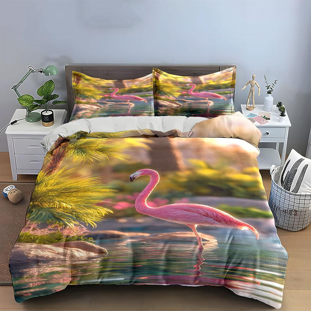 "Elegant flamingo paradise touch." Bedding sets Duvet covers Pillowcases(1* Duvet Cover 2* Pillowcases without duvet insert)