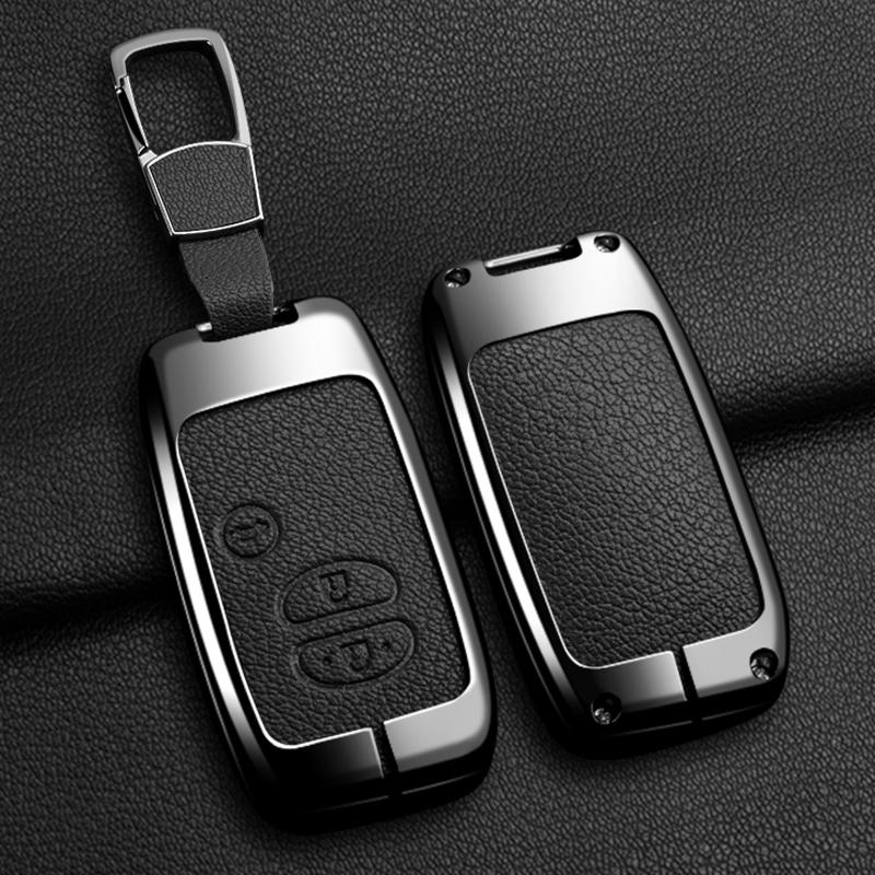 Zinklegering Läder Bilnyckelfodral För Toyota Camry Prius Land Cruiser Prado 150 Crown För Lexus Lc 200 Nyckelring Biltillbehör