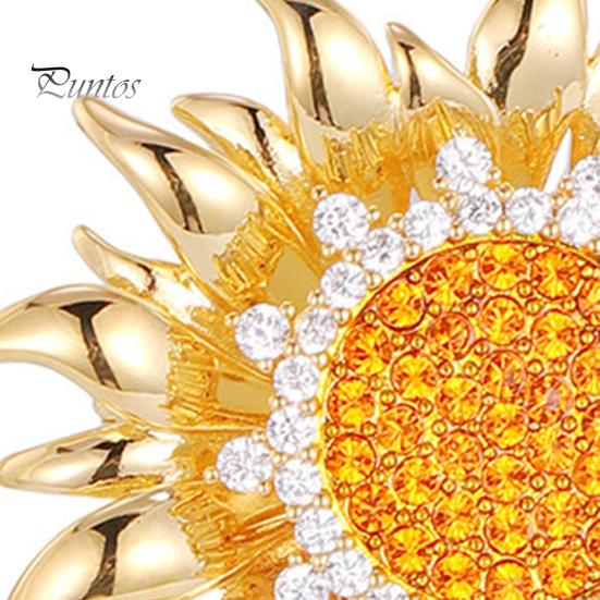 Strong Buckle Brooch Rhinestone Sunflower Pin for Women, Golden Flower Lapel Suit Dress Scarf Hat Bag Decoration, Clothing Accessory Gift Girls