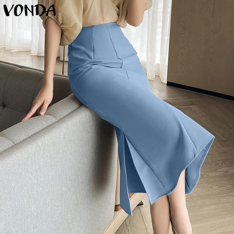 

VONDA Элегантные тонкие женские однотонные юбки на молнии с рыбьим хвостом