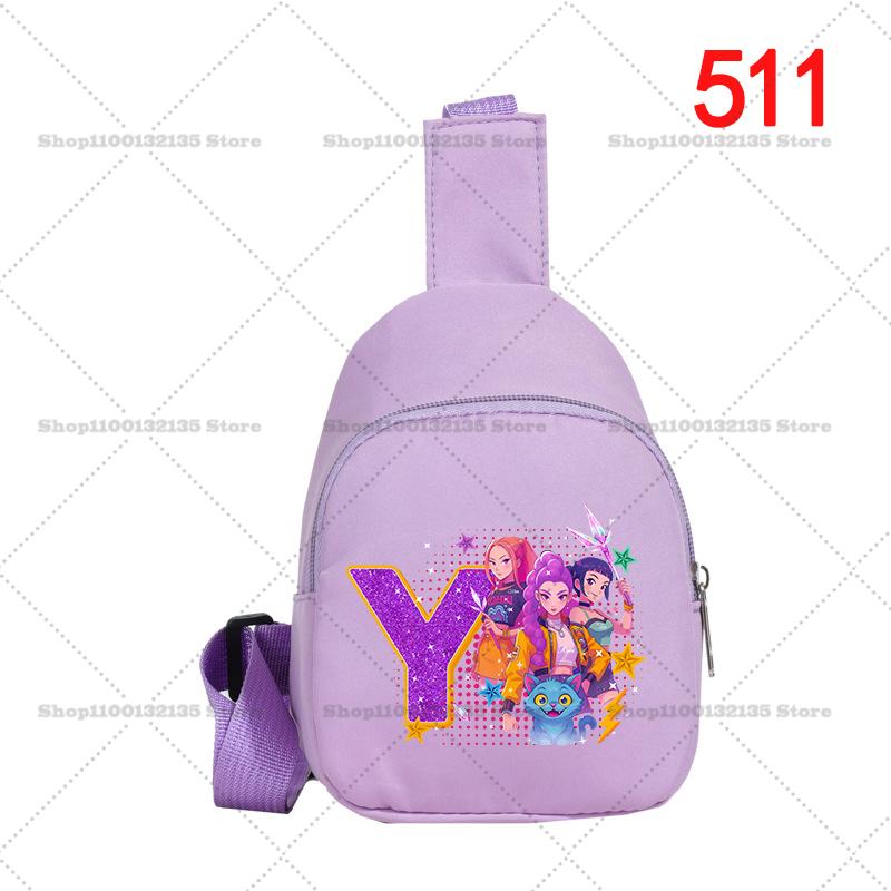 

KPop Demon Hunters Chest Pack for Girls Anime Cartoon 26letters cloth Shoulder Bag Students Mini Portable Crossbody Pouch Durable Gifts