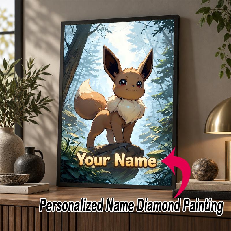 Personalized Eevee Diamond Art Custom Name 5D Diamond Painting Full Drill DIY Craft
