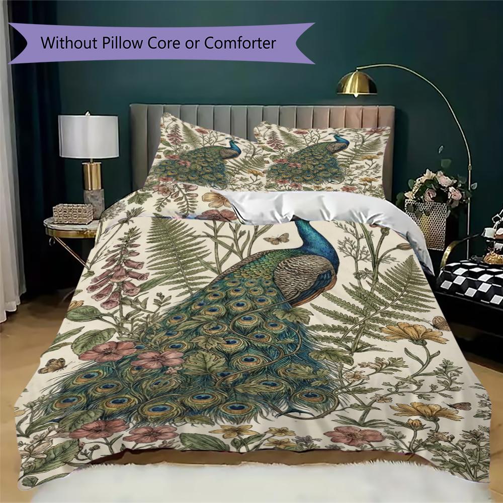 Peacock Pattern Bedding Uilt Set Uilt Cover Pillowcase Home Decoration Birthday Gift (1 * Duvet Cover + 2 * Pillowcase Without Core)121