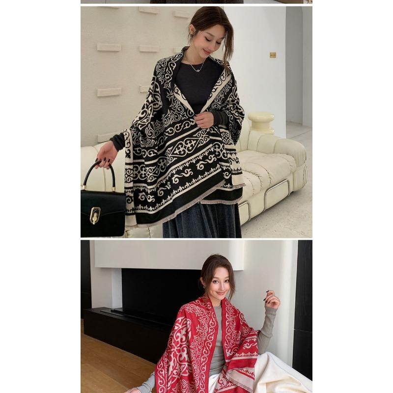 Women S Ethnic Style Faux Cashmere Scarf Warm Thick Travel Shawl