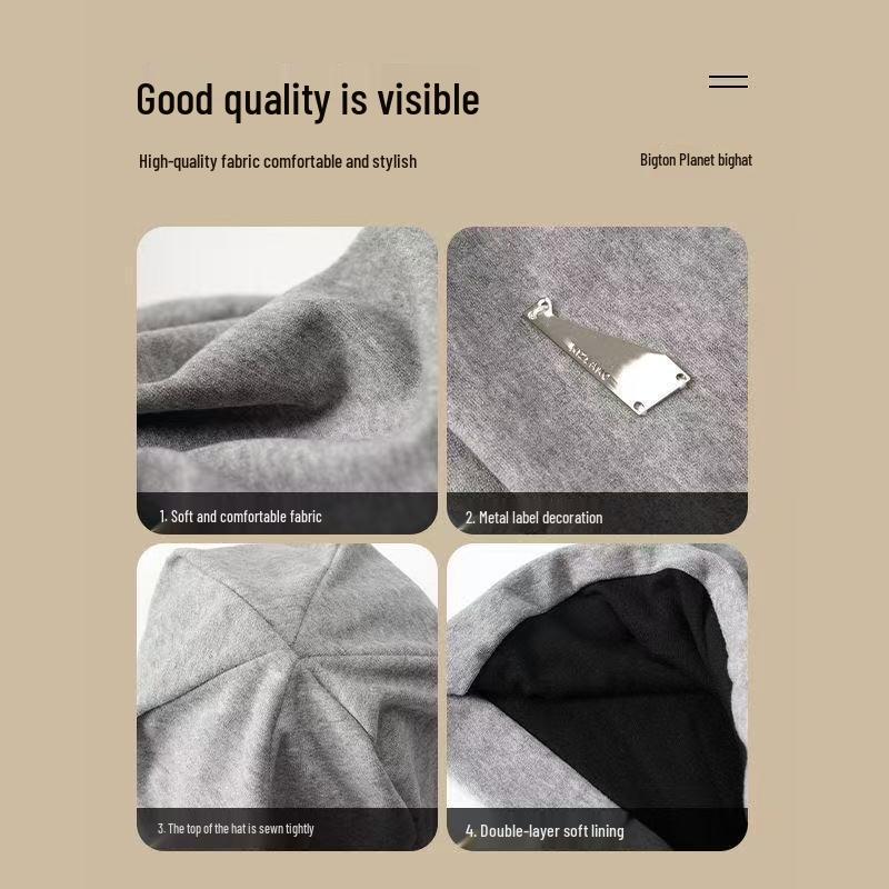 Korean Style Oversized Beanie with Slimming Effect - Versatile Autumn/Winter Ear Protection Hat for Women