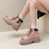 Retro platform mountaineering rhubarb boots autumn and winter fashionable and comfortable versatile heightening locomotive Martin boots women's fashi