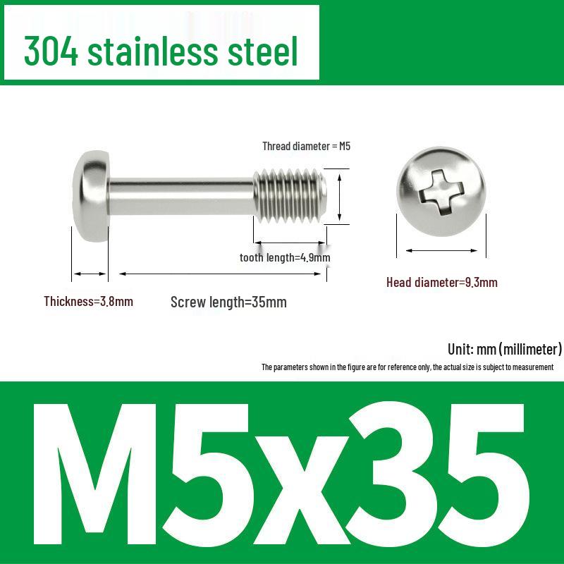 Yigu 304 Stainless Steel Phillips Round Head Captive Screws - M2/M3/M4 Half Thread Pan Head Machine Screws