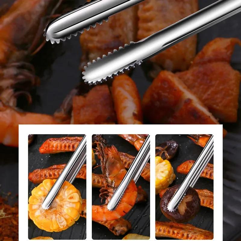 Paslanmaz Çelik ızgara maşası yiyecek maşası BARBEKÜ Biftek Klip Ekmek Maşası Pişirme Gereçleri Parti Kaymaz Mutfak Alet Aksesuarları