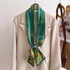 New temperament double-layer scarf streamer strap bag decoration suit scarf small long headband silk scarf women's printing narrow