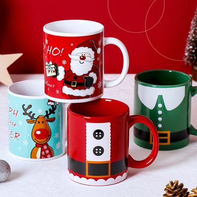 1pc 12oz Christmas Blue Reindeer Ceramic Mug Cartoon Hot Beverage Cup for Holiday Season Festive Gift for Friends and Family
