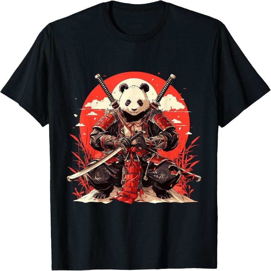 

Japanese Art Panda Ninja Ukiyo-e Anime Style Samurai Panda T-Shirt XXXXXL чорний