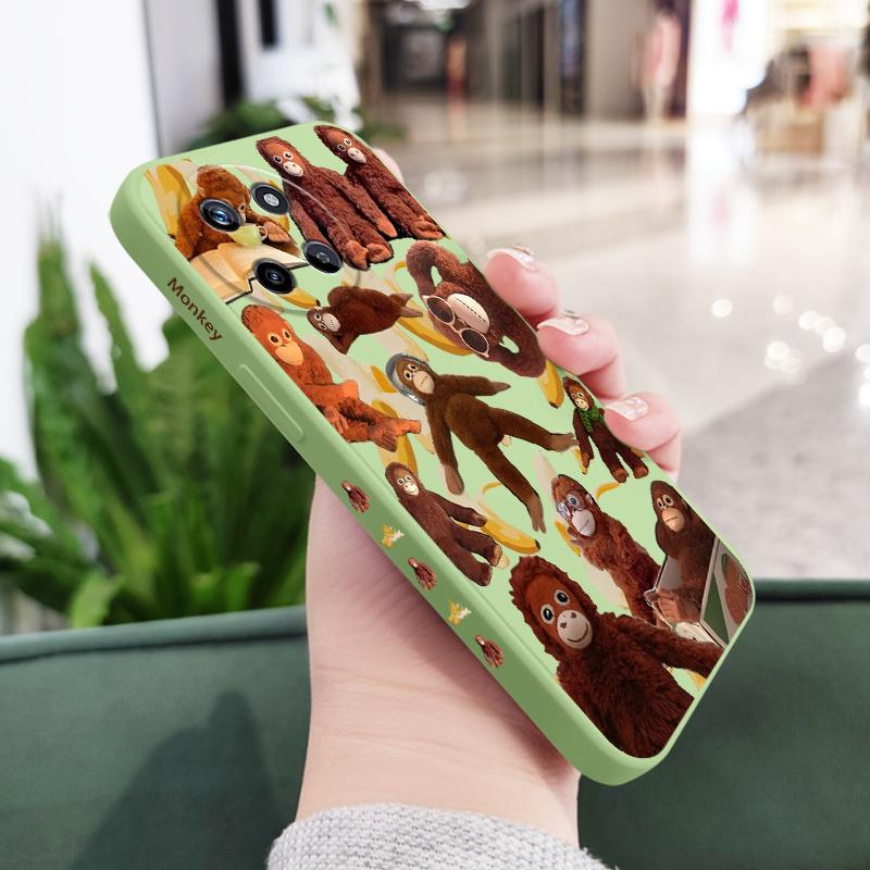 

Working Monkey Phone Case For OPPO Realme 14 13 12 11 10 9 9i 8 8i 7 Pro Plus C35 C21Y C25Y C25 4G 5G Liquid Silicone Cover Realme 14 ProPlus 5G світло-зелений колір