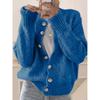 Womens Knit Cardigan Sweater Short Loose Fit Round Neck Single Button Front Fall Winter Casual Wear