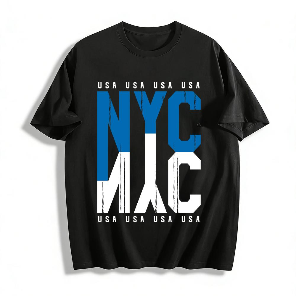 

Vintage NYC Print Casual T-Shirt Unisex Street Style Versatile Crewneck Top Pure cotton T-shirt XXS