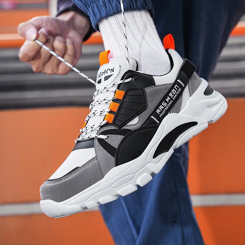 Herren Farbkombination klobige Sneaker atmungsaktives Netz rutschfest lässige Sportschuhe