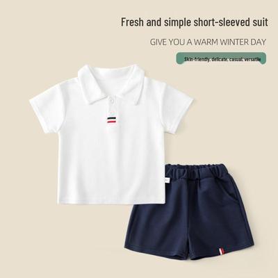 2026 Summer Children's Academy Style Polo Shorts & T-shirt Two-Piece Set for Boys & Girls