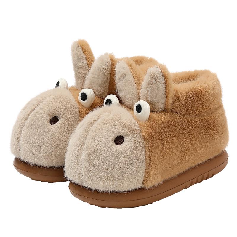 Cartoon Cotton Non-Slip Slippers for Women, Cozy Winter Home Shoes, Durable Closed-Heel Warm Footwear for Autumn & Winter.