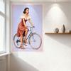 Sexy 1950s Pin - Up Style Woman On Vintage Silver Bicycle Retro Dress Metal Tin Sign for Bar Pub Home Wall Decor