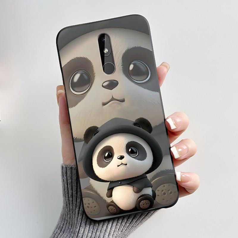 

For Nokia 3.2 Cute Black Case For Nokia 4.2 Shockproof Jelly Anti-Scratch Soft Cover Viral Fluffy White Bunny Pattern Shell Nokia 3.2