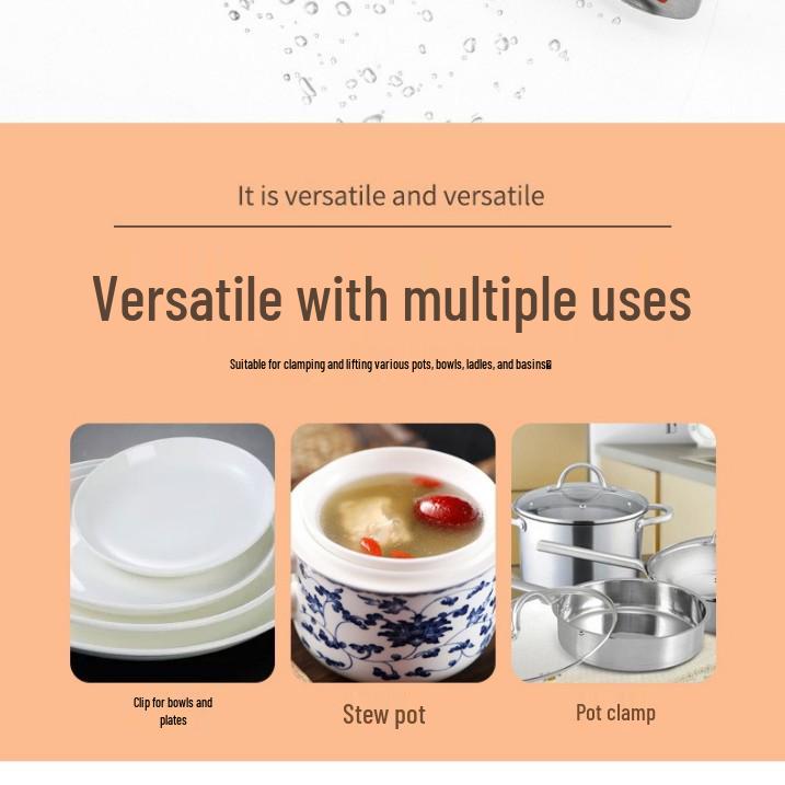 304 Stainless Steel Silicone Non-Slip Anti-Scald Bowl and Plate Lifter