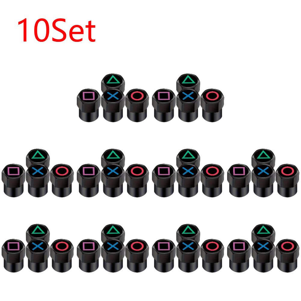 4-40Pcs Car Wheel Tire Valve Caps Dustproof Game Button Symbol Tyre Stem Air Cover Aluminum Tire Valve Caps Car Styling