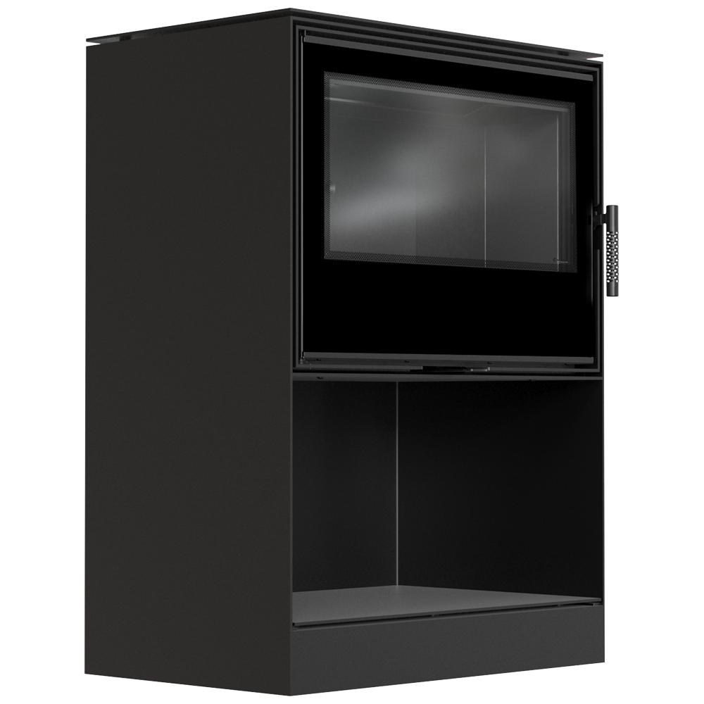 Holzbefeuerter Stahlofen KRATKI KARI 80 Ø 180 12 kW Nische für Holz schwarz thermotec