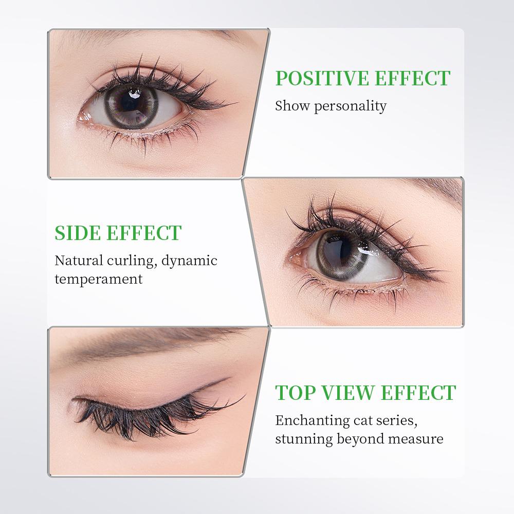 BQI Wimpern im Katzen-Stil ohne Kleber, natürliche, selbstklebende Wimpern, wiederverwendbare Wimpern, 10–15 mm, segmentierte Wimpern mit großer Kapazität