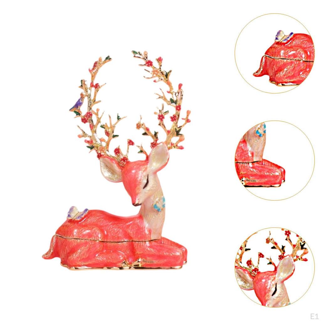 Elk Trinket Box Enameled Jewelry Decoration Good Creative Animal Figurine Decorative