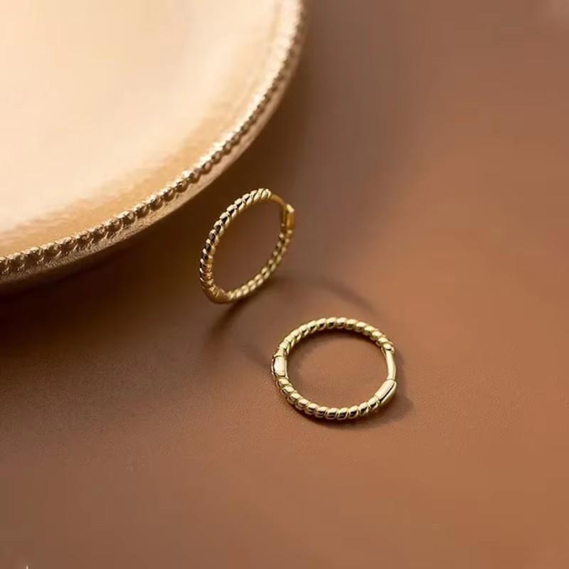 classic simple temperament gold Color Stainless Steel Twist Round Hoop Earring for Women Charm korea Earring Jewelry Accessories