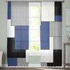 Cortinas de Tul Abstractas Azul Marino Negro Cortina para Puerta de Cocina Chifón Transparente Voile Cortinas de Navidad para Sala de Estar