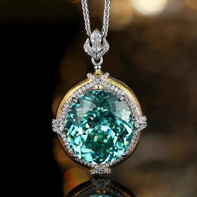 Schmuck Kupferboden Vergoldet Simulation Para Grün Temperament Retro Anhänger Set Stein 18 * 20