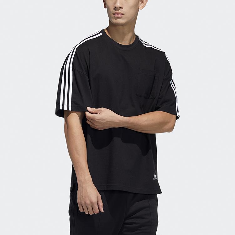 Adidas Mh Loose Tee With Three Stripes Men Tops Black GN0813