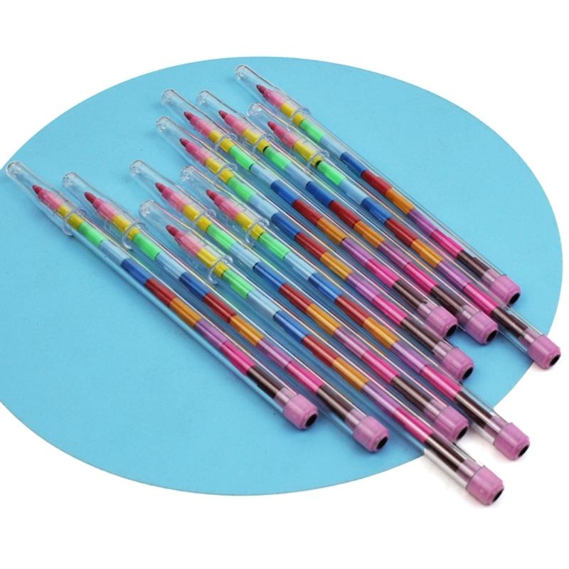 10/24Pcs Building Blocks Kid Crayons Stackable Crayons Kids Detachable Crayons
