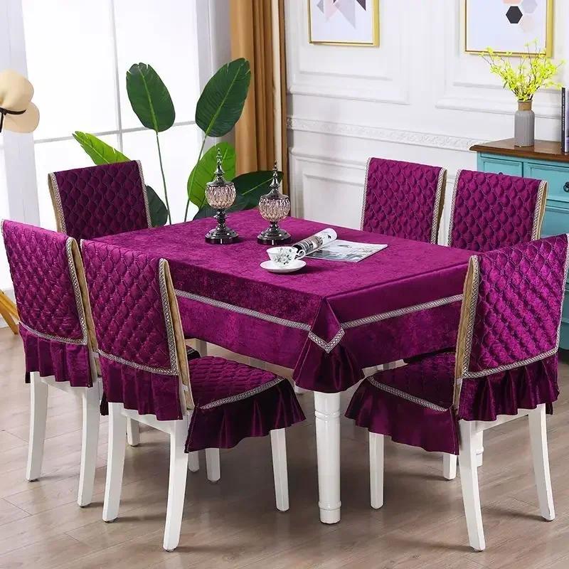 Light Luxury Wave Lace Stolsöverdrag Förtjockad Matbordsduk Kudde Europeisk stil Stor blomma Bordsduk Stolsöverdrag