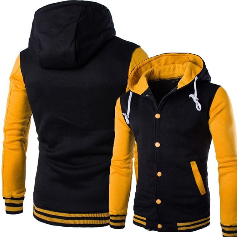 Spring Autumn Men's Hoodies Jacket Boy Baseball Hoodies Coat Fashion Streetwear Slim Jacket