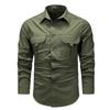 Men's Vintage Loose Fit Casual Work Shirt Long Sleeve Button Down Outdoor Utility Shirt with Multiple Pockets and Durable Fabric