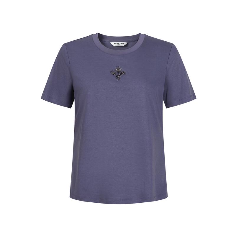 

Женская футболка Anna Coco с заклепками, круглым вырезом и свободной посадкой S