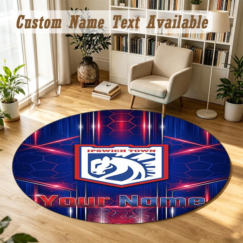 Round Rug Custom NameIpswich Town Pattern Non Slip Carpet Home Floor Decor