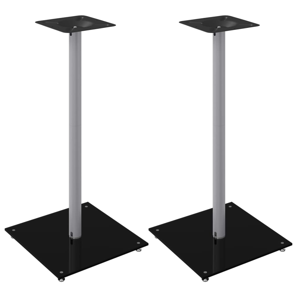 Lautsprecherständer (2 Stück) Schwarz & Silber Gehärtetes Glas 1 Spalte