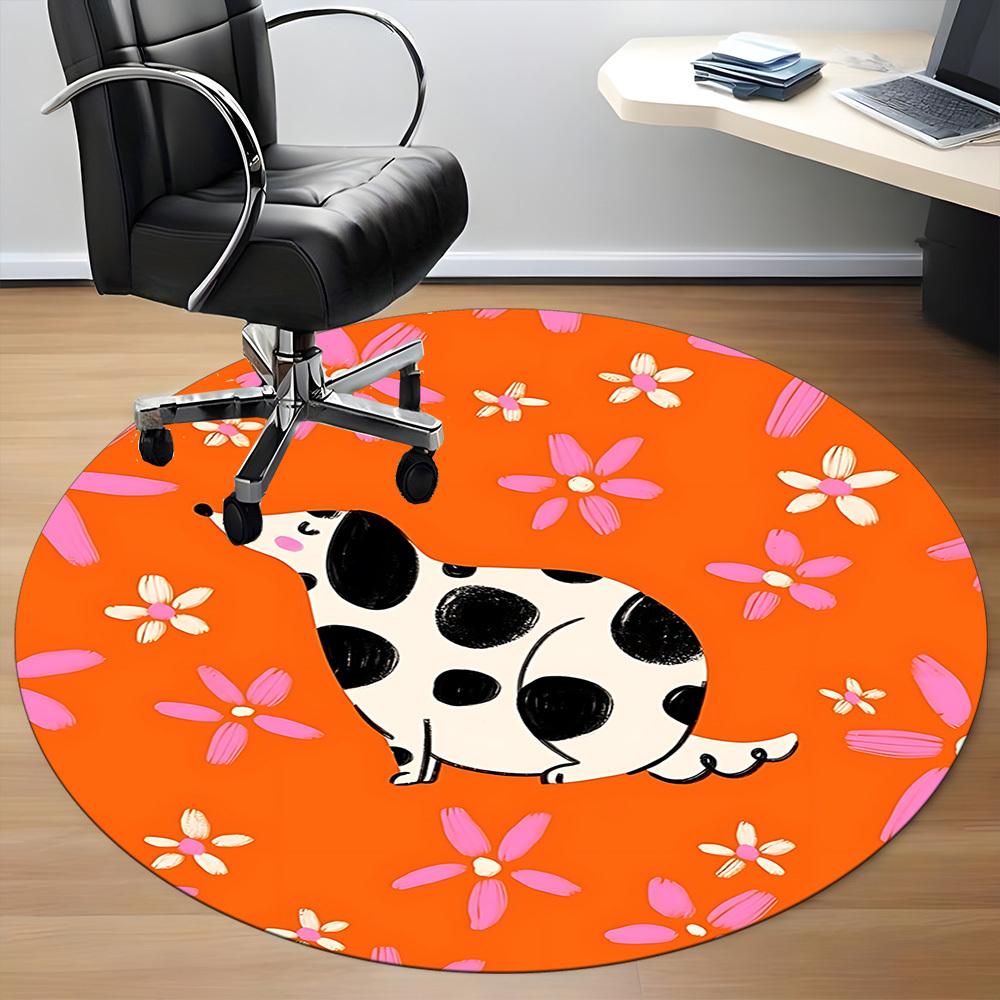 1pc Dalmatian, Floral Chair Carpet for Office Non Slip, Lightweight, Machine Washable Rug for Office Holiday Decor