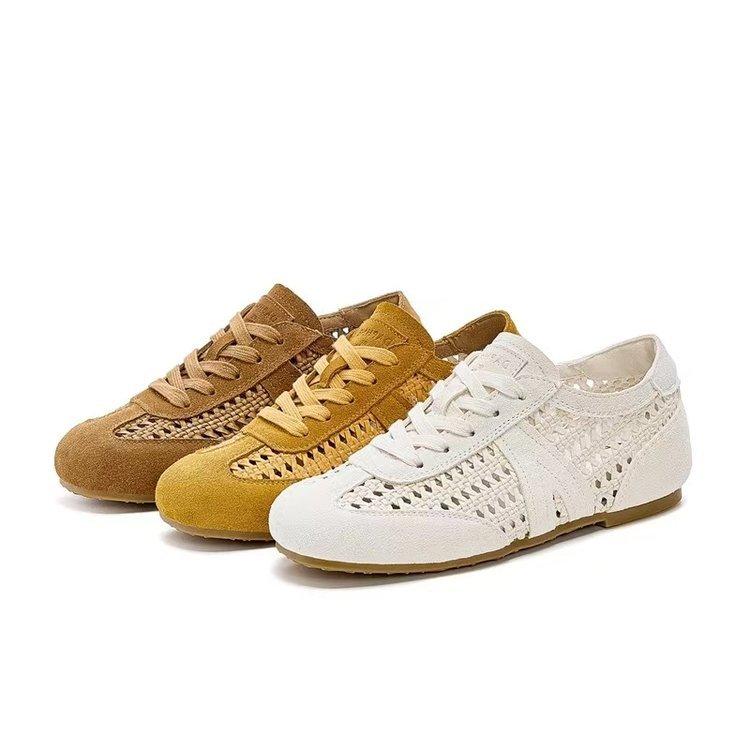 2025 Sommer neue Mesh atmungsaktive weiche Sohle vielseitige Forrest Gump Schuhe Damen Retro Leder Casual Sport Trainingsschuhe