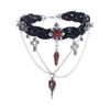 Skeleton Halloween Skull Choker Red Tassel Beaded Necklace Hiphop Y2K Leather Necklace  Girls