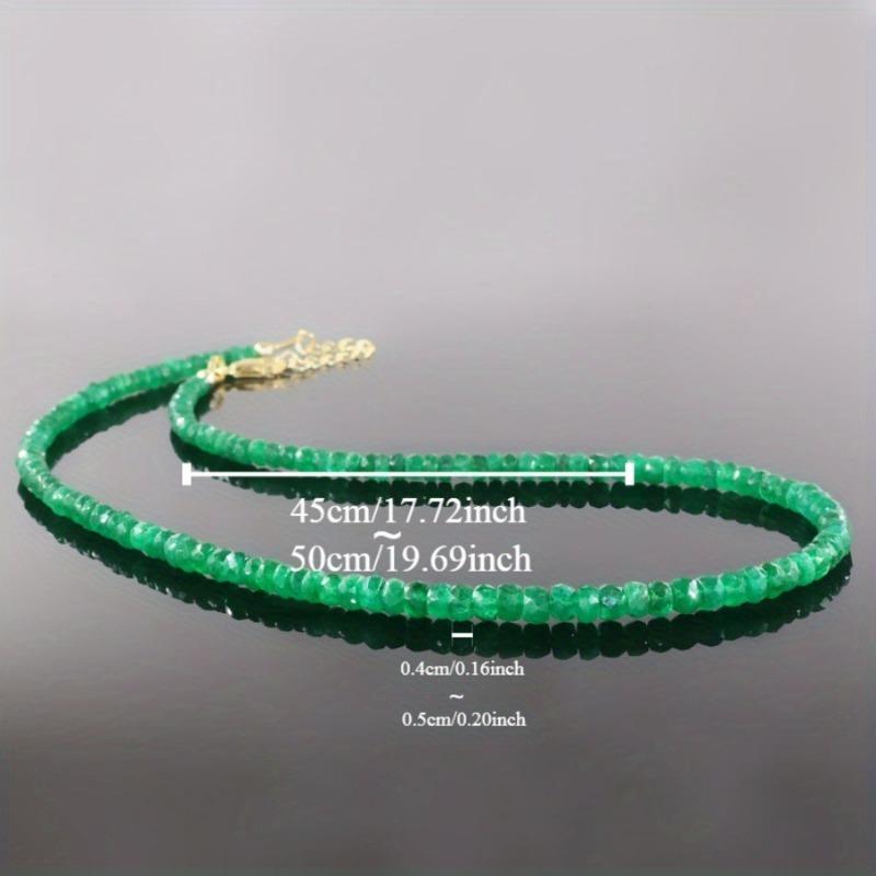 Collana regolabile con perline rotonde in pietra verde alla moda per donna