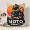 1pc Motorcycle Adventure Lightweight Flannel Blanket, Comfortable and Warm Blanket, for Office and Camping Sofa Bed, Livingroom064