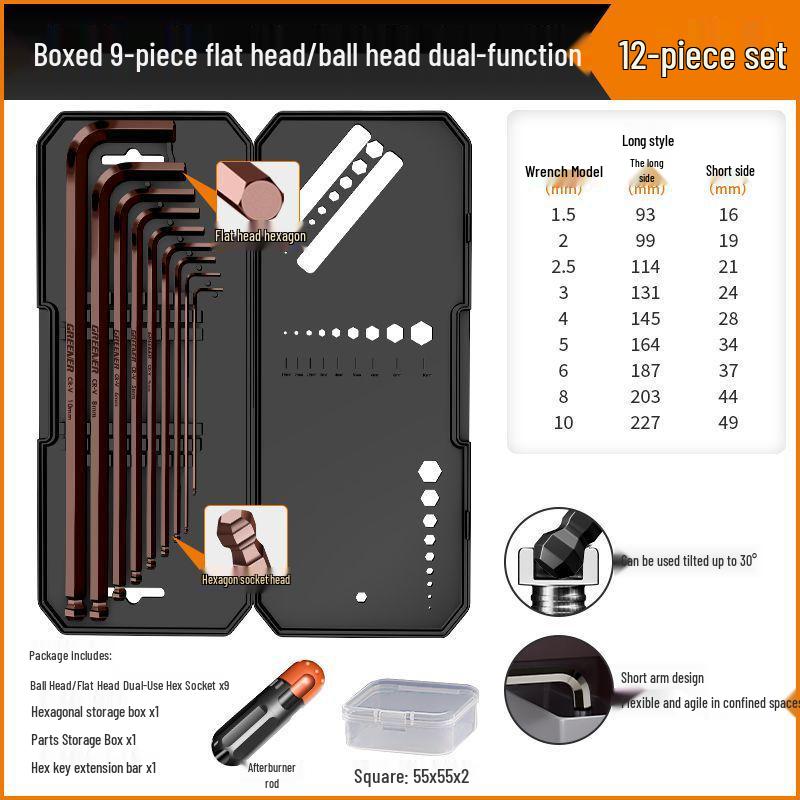 Universal Hex Wrench Set - 6-Point Screwdriver & Extendable Hex Tool